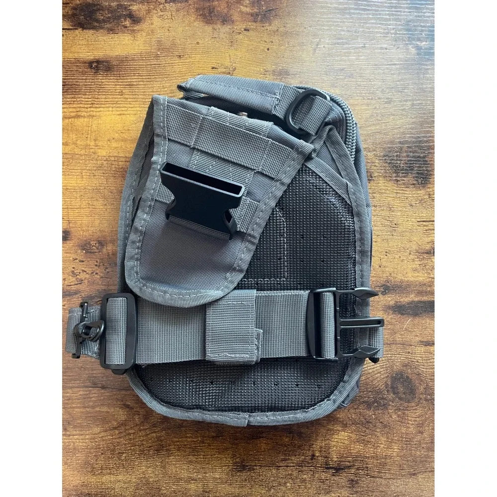 NWOT Trout Unlimited Tactical Sling Bag Gray Fly Fishing Pack Crossbody MOLLE